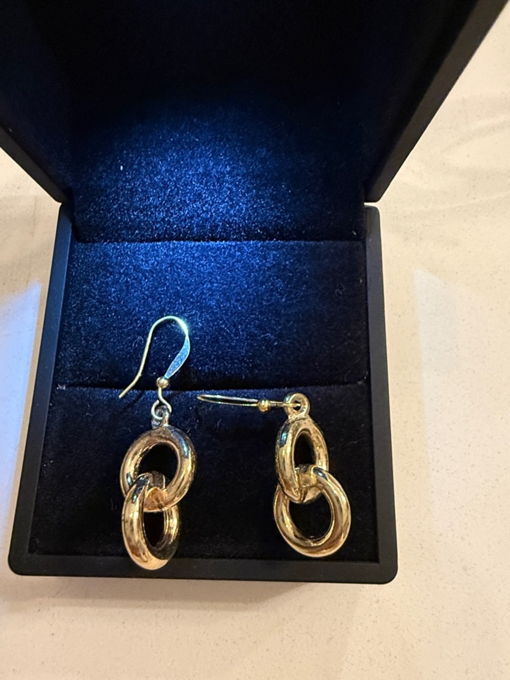 Gold Tone Double-Loop Drop Earrings - Elegant Women’s Jewelry